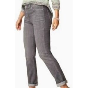 J. Jill Denim Boyfriend Straight Leg Classic 5 Pocket‎ Denim Jeans Gray 14